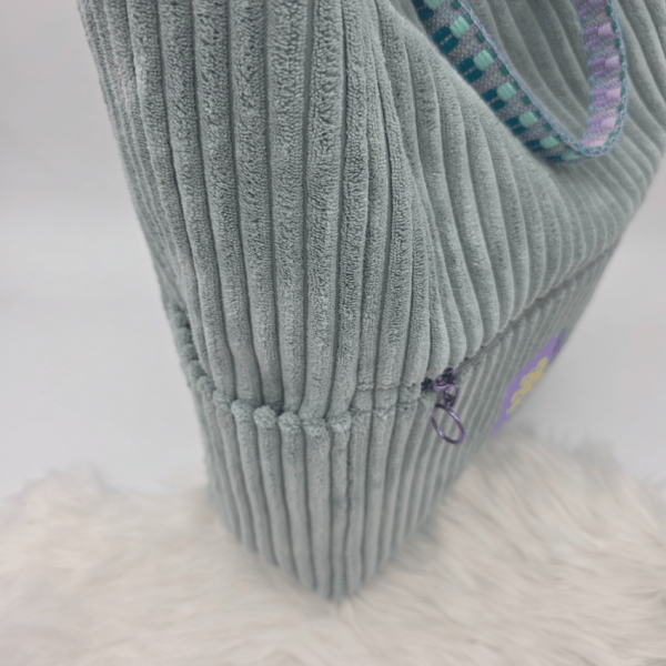 Große Umhängetasche "Ich fühl mich DISCO"  Grau - Breitcord